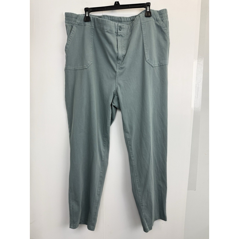 32 Degrees Heat Women's Size XXL Twill Pants Pockets Elastic Waist Green